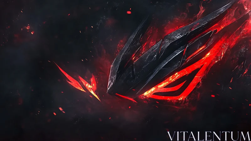 Fragmented obsidian crest slices through molten red void