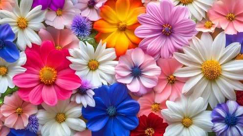 Vibrant Cosmos of Blooming Daisies in Every Rainbow Hue