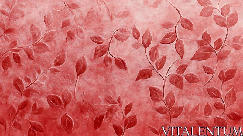 Red embossed leaf pattern with subtle textured background.