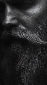 Macro-study of male facial hair, pores and shadowed skin surface.