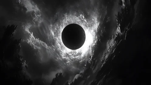 Midnight eclipse carves a glowing wound through cosmic storm