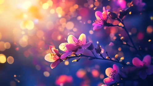 Luminescent Petals Dancing Through Prismatic Light.