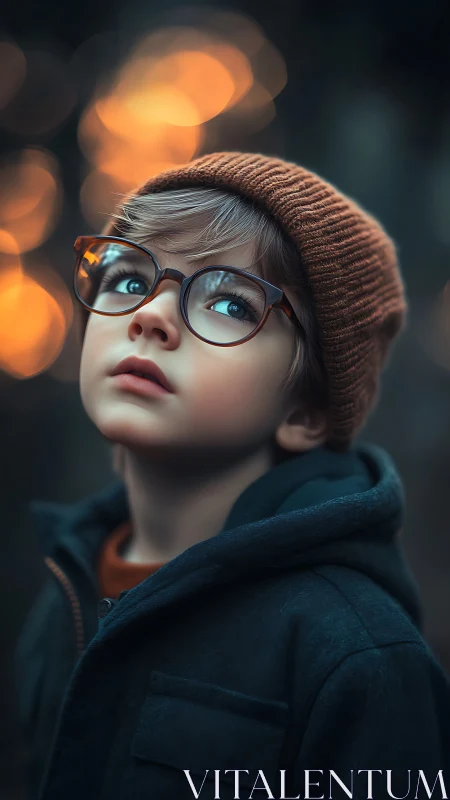 Introspective Youth Portrait with Optical Corrective Lenses.