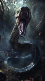 Towering jungle serpent rises with striking, fierce energy