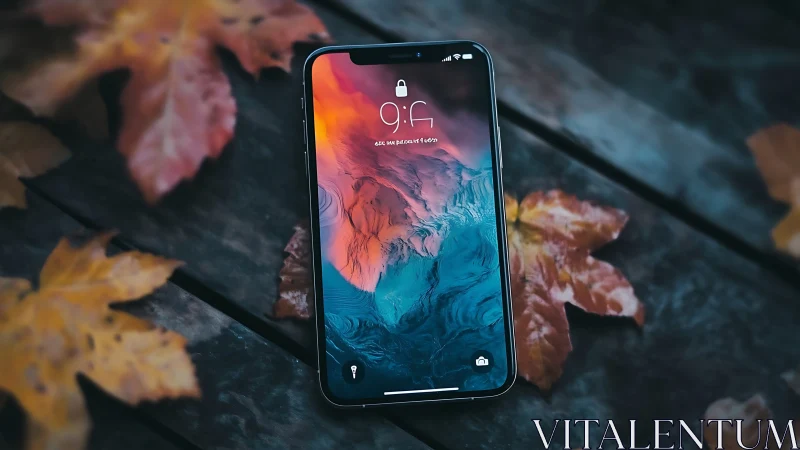 Smartphone Lock Screen with Vibrant Autumn Backdrop.