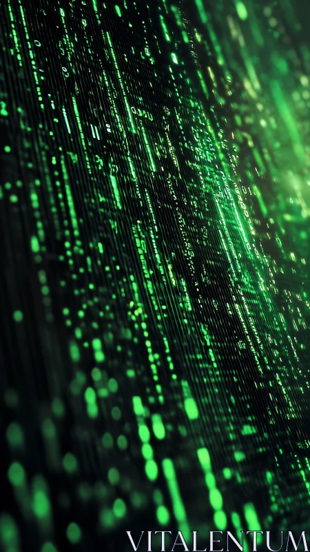 Oblique matrix-style neon green digital code rain abstraction