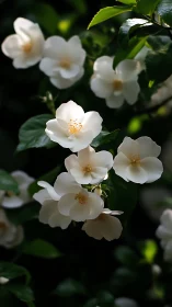 White Jasmine Blooms in Natural Garden Light.