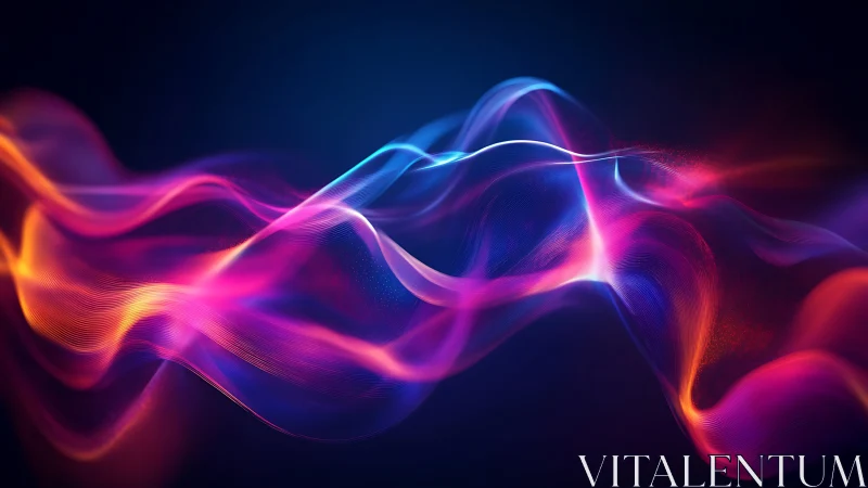 Vibrant neon light waves over deep gradient background.