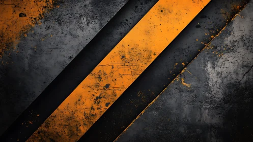 Grunge industrial background with bold orange and black diagonal stripes.