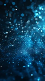 Blue bokeh particle field extends in deep cinematic perspective