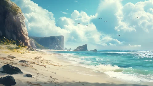 Dramatic Coastal Cliffs with Turquoise Waters.