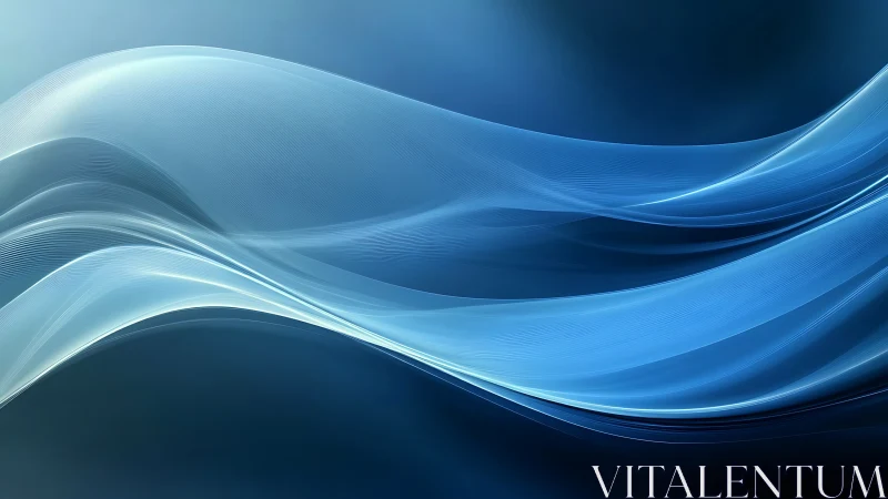 Blue translucent light waves on dark abstract background.