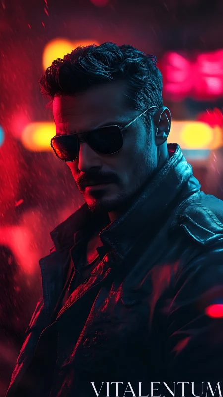 Midnight streets, neon rain, and a quiet leather-clad rebel.