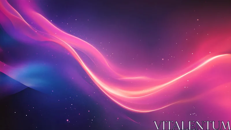 Vibrant neon light waves over cosmic gradient field.