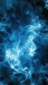 Electric blue ghost-smoke swirling in a midnight void.