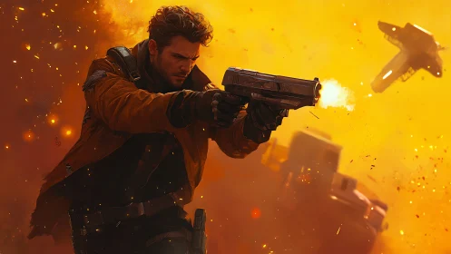 Blaster smoke curls as a lone spacer redraws the skyline