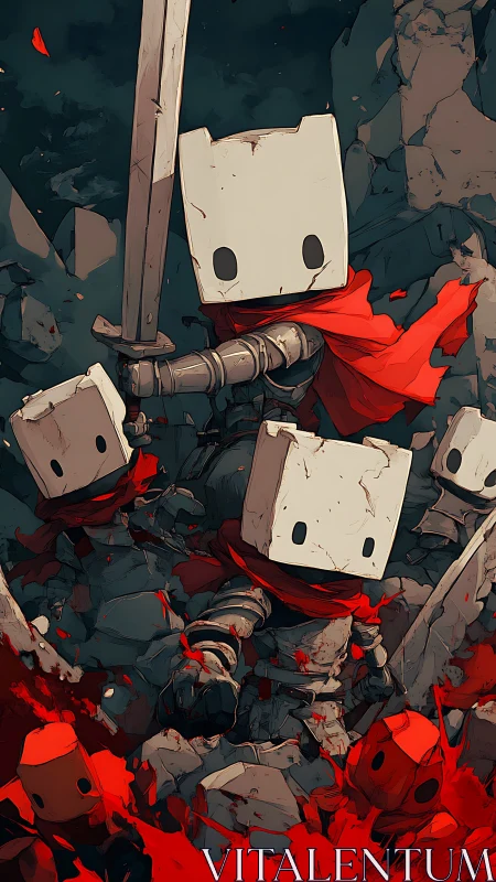 Brave little box-headed warriors charging into battle.