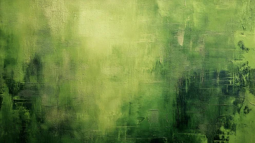 Vibrant green abstract textured painting with modern brushwork.