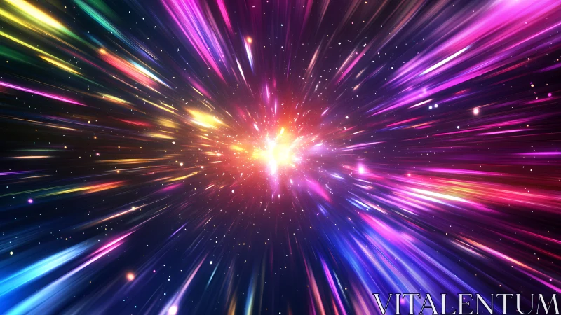 Relativistic starburst tunnel with multicolor light streaks