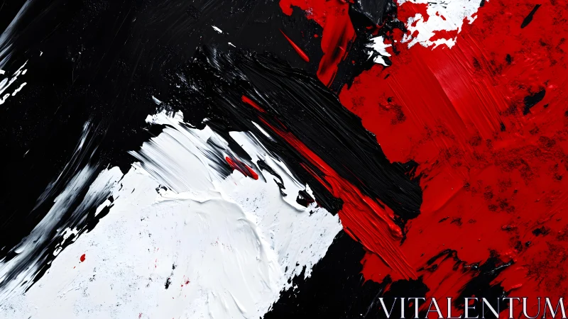 Bold Abstract Expressionism With Red, Black, and White Brushstrokes.