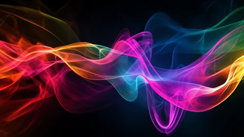 Spectral light waves form fluid, multicolor ribbons on dark field