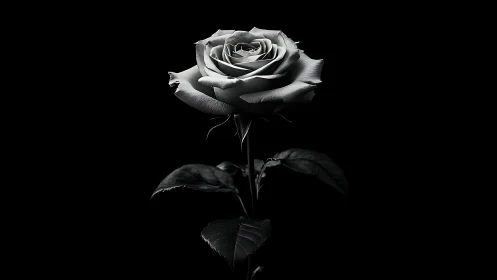 Monochrome rose portrait in dramatic low‑key lighting.