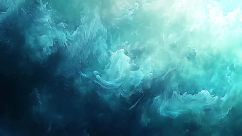 Abstract Oceanic Swirl in Cool Blue Tones, Digital Art Style.