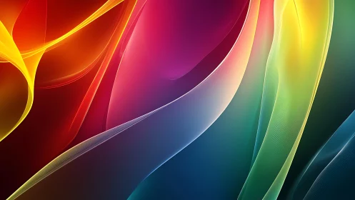 Multicolored translucent wave forms on dark gradient field.