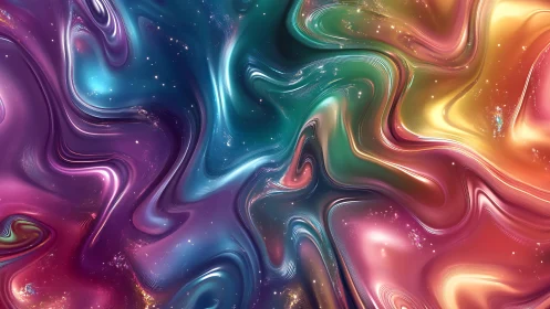Fluid multicolor abstract waves with starry light effects.