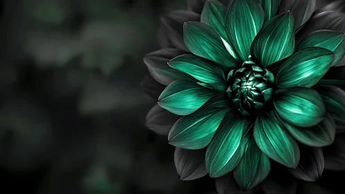 Emerald Bloom in Monochrome Silence