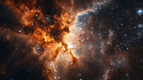 High-resolution emission nebula core with ionized gas filaments mapped