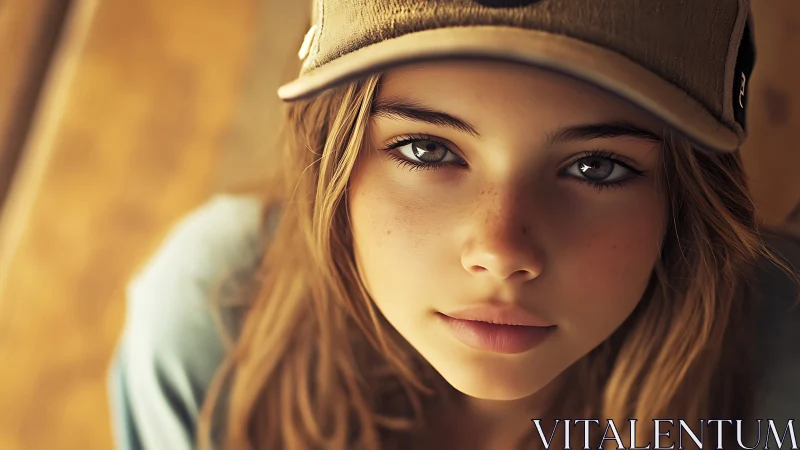 Contemplative Gaze Beneath Caramel Canvas