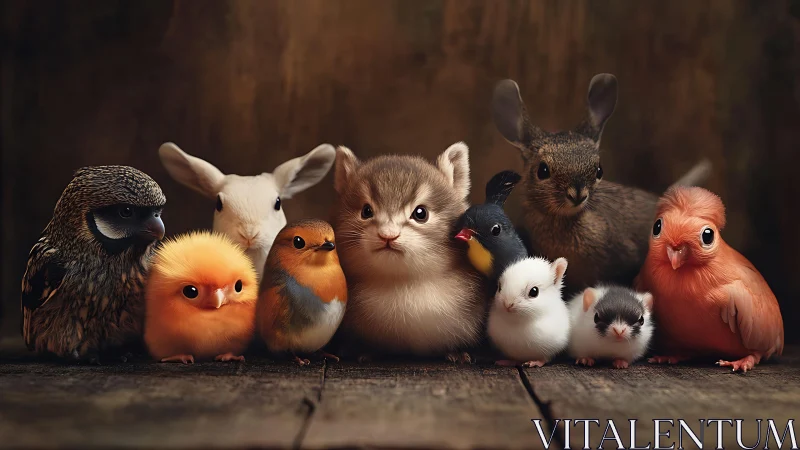 Gentle forest friends gathered in a cozy woodland cuddle.