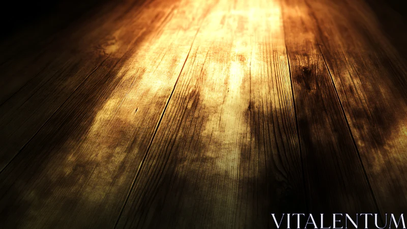 Golden light spills across rustic wooden floorboards
