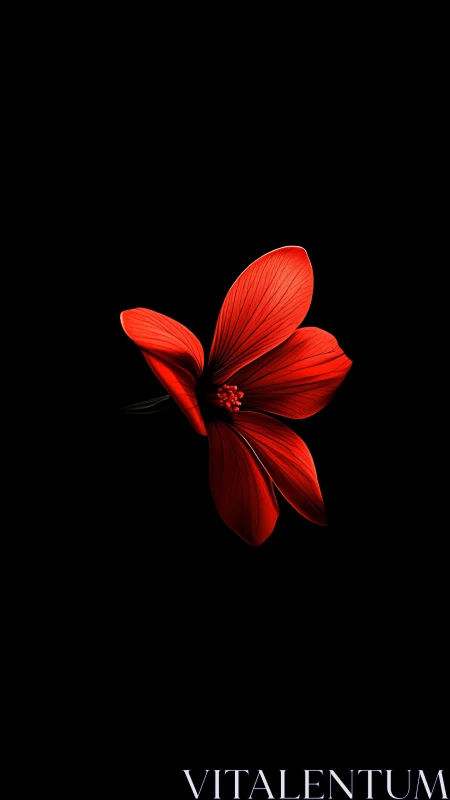 Crimson Bloom Emerges: Vivid Orchid Against Obsidian Void