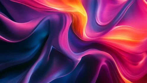 Chromatic silk currents swirl in luminous digital twilight.