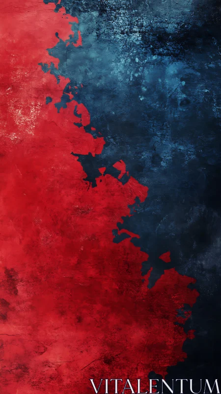 Crimson and midnight blue collide in a bold abstract wall design