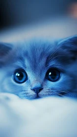 Striking Blue Cat with Luminous Eyes.