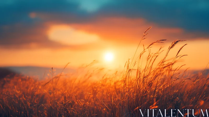Golden sunset whispers through a quiet summer field.