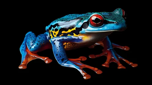 Chromatic tree frog stares like a tiny neon night guardian