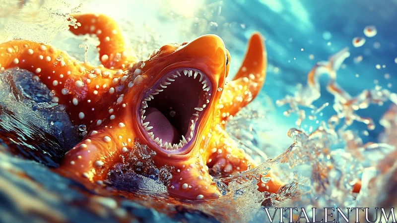 Ferocious mutant starfish erupts from swirling ocean spray