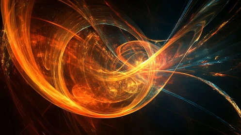 Curved fractal light structures form layered orange energy loops