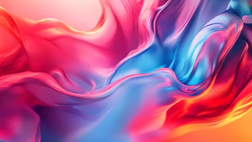 Iridescent fluid drapery with neon gradients and soft light.