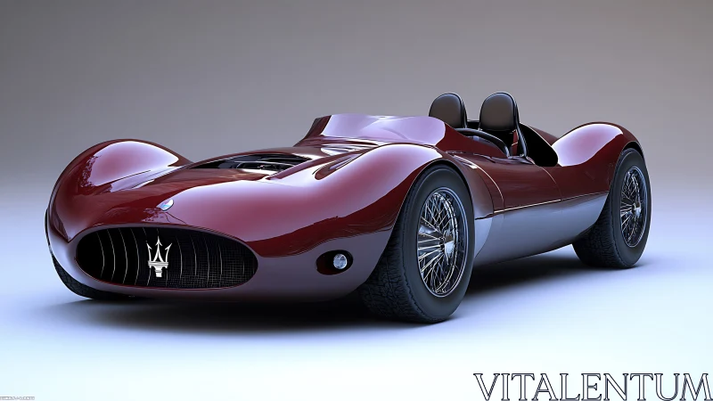 Aerodynamic Maserati speedster in hyper-smooth studio render.