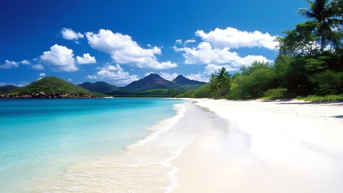Turquoise Beach Cove with Mountain Backdrop