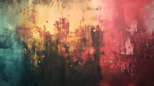 Abstract Colorful Grunge Painting with Textured Brush Strokes.