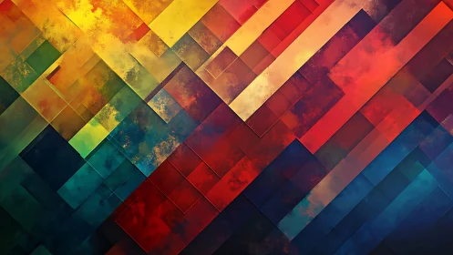 Vibrant Geometric Abstract Art with Layered Textured Rectangles.