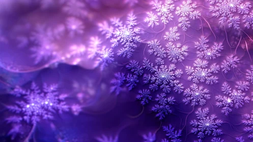 Luminous violet fractal blooms unfold in a cosmic drift.