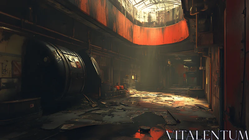 Sunlit rupture carves hope through a rusted industrial husk