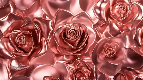 Metallic Rose Cluster: Luxurious 3D Floral Composition.